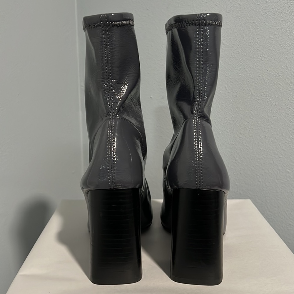 New Topshop Grey Patent Leather Ankle Boots - Picture 10 of 13